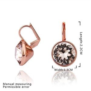 New, French Clip Rose Gd Austrian Crystal Earrings